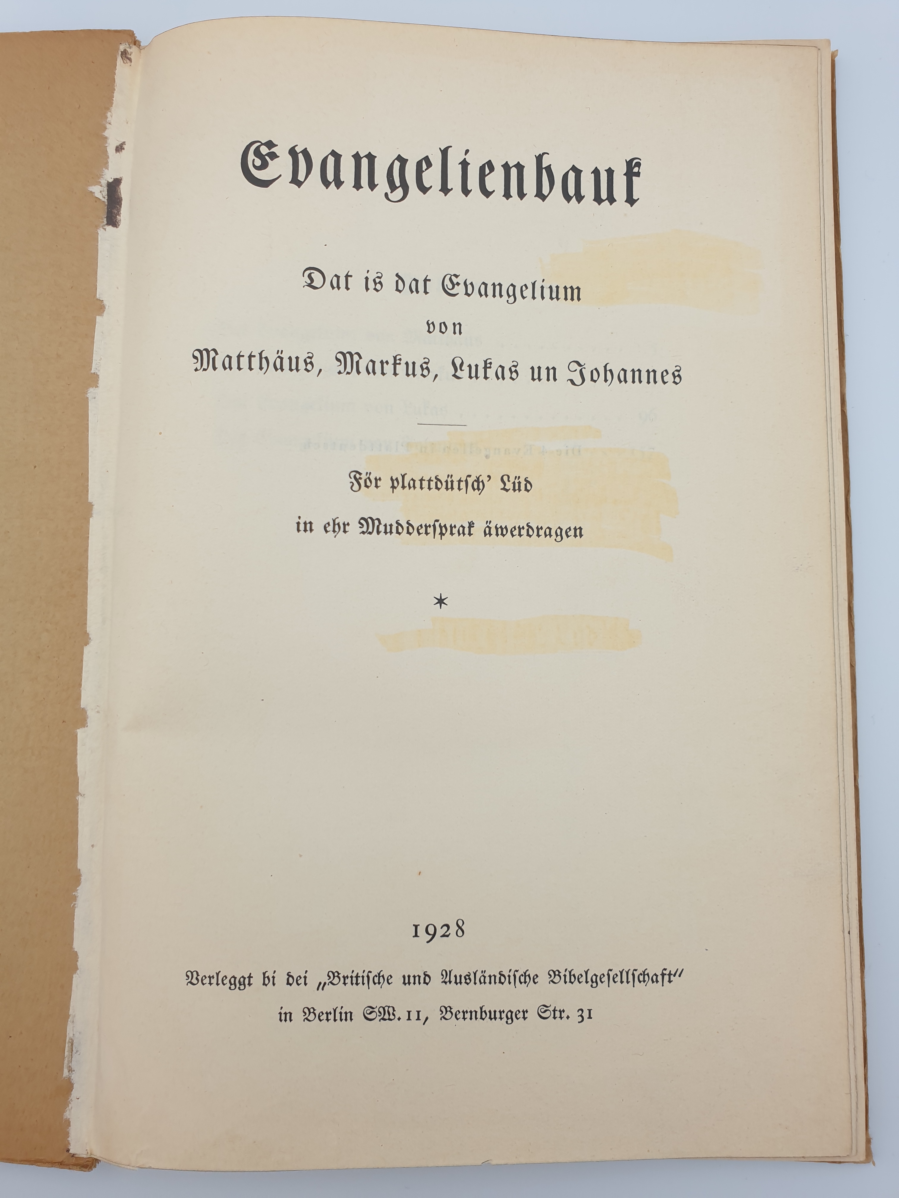 Evangelienbauf - The four gospels in Plattdeutsch (Low German) 1